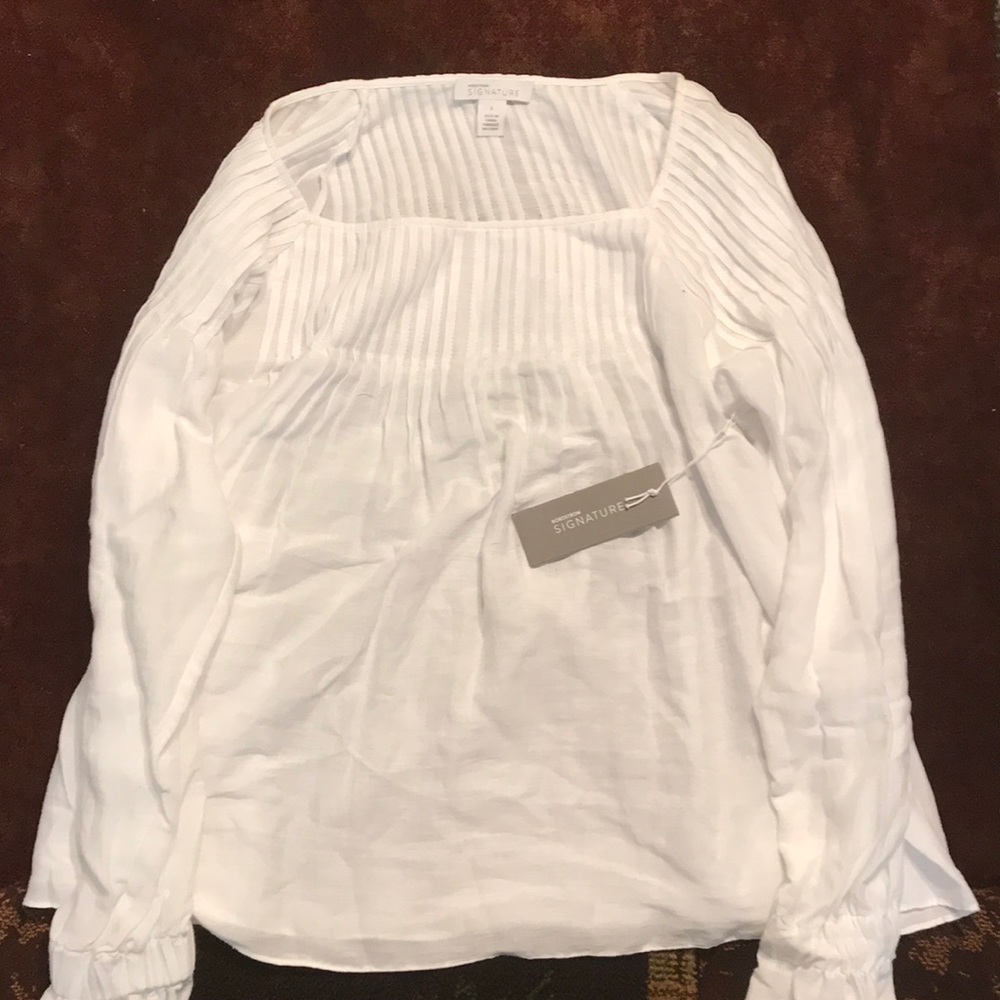 Nordstrom Women's White Pintuck Blouse - Small